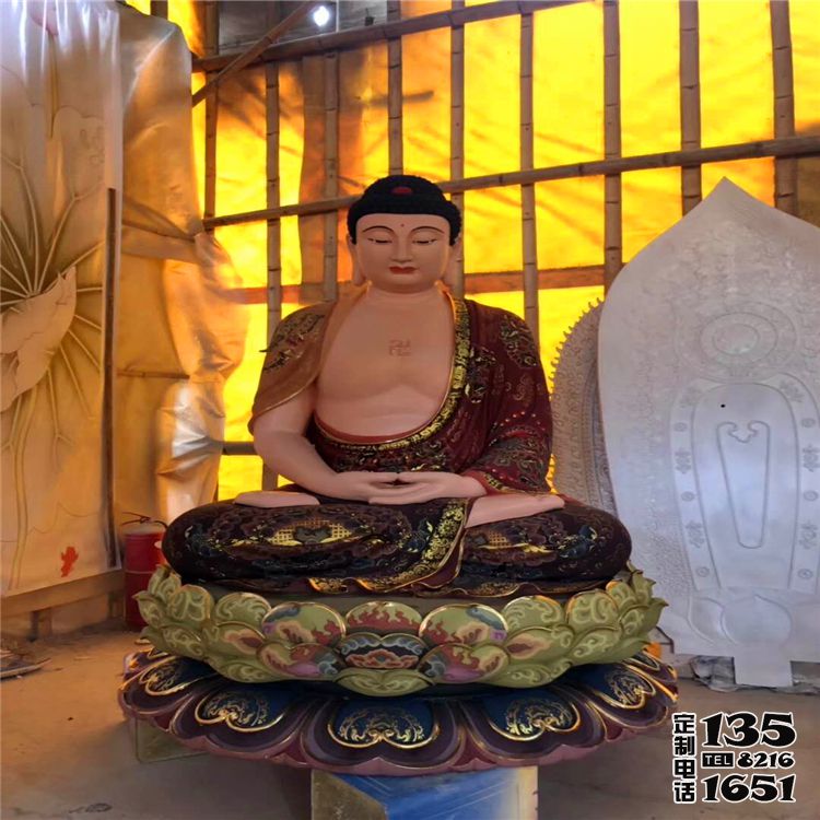 景區(qū)大型景觀(guān)供奉神佛玻璃鋼三圣雕塑